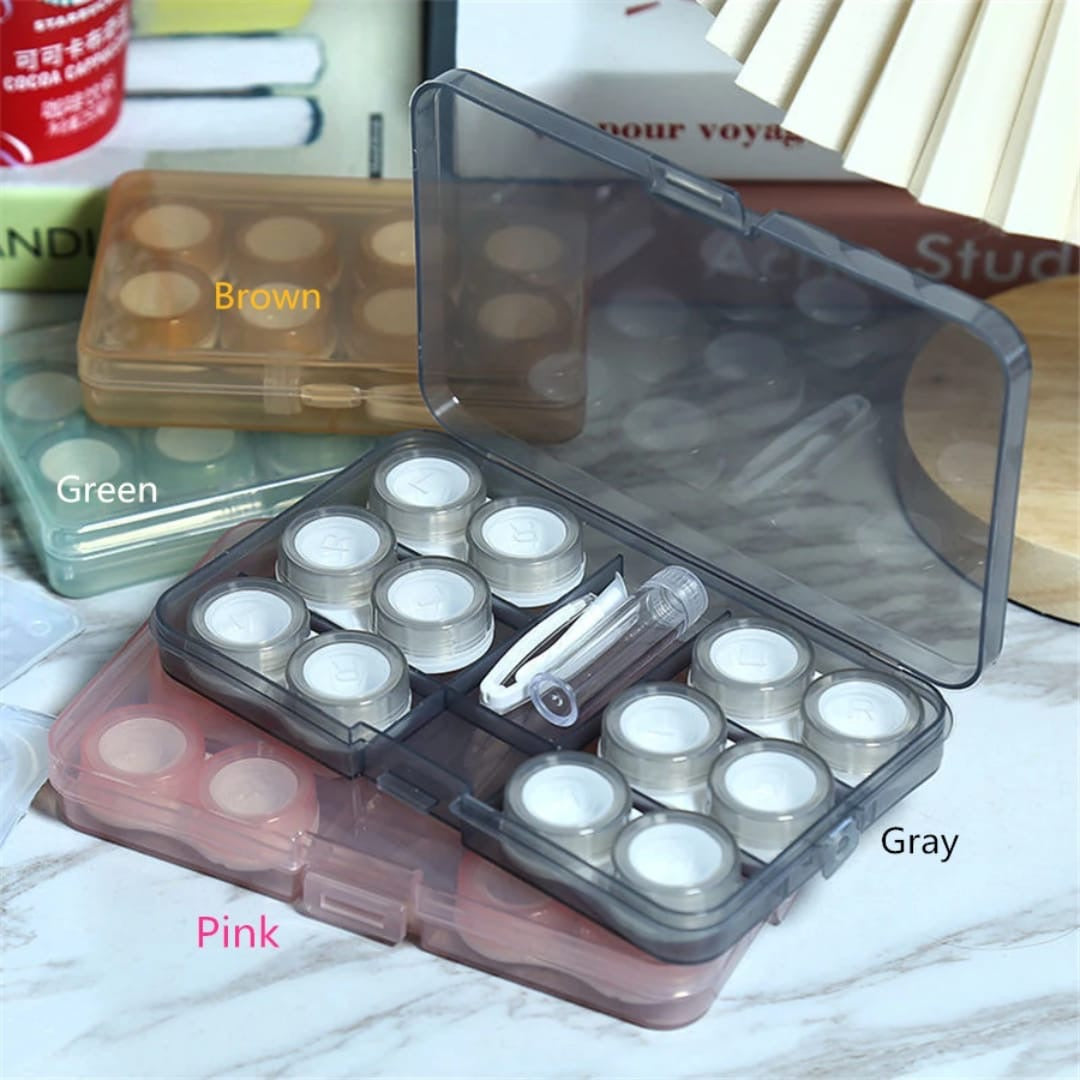 6 Pair Contact Lens Travel Kit – Leak-Proof Cases with Tweezer & Applicator