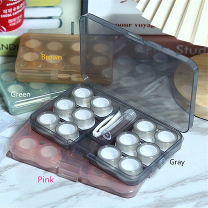 6 Pair Contact Lens Travel Kit – Leak-Proof Cases with Tweezer & Applicator