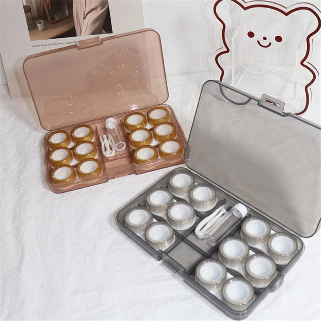 6 Pair Contact Lens Travel Kit – Leak-Proof Cases with Tweezer & Applicator
