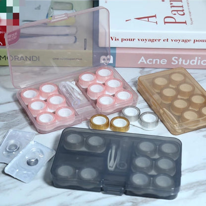 6 Pair Contact Lens Travel Kit – Leak-Proof Cases with Tweezer & Applicator